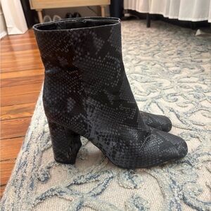 Black and Blue Snakeskin Booties - Sam Edelman